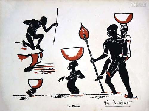 La Pêche en Afrique    1  Affiche  Non-Entoilée  /  Vintage ...