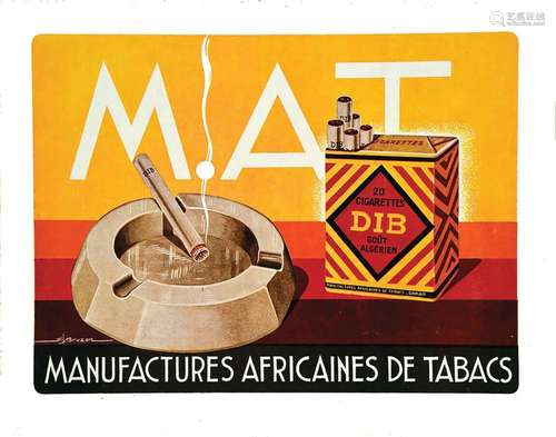 Manufacture Africaine de Tabac      Affiche entoilée/  Vinta...