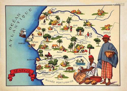 Sénégal  Carte IllustréeDD  Imprimée en France  1  Affiche  ...