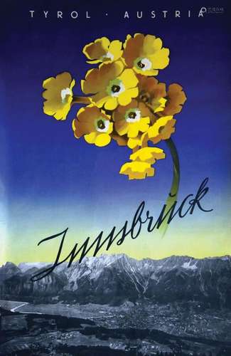 Insbruck Tyrol Austria      Affiche entoilée/  Vintage Poste...