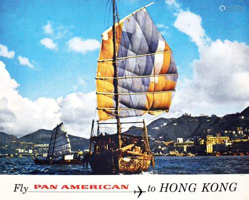 Fly Pan American to Hong Kong  Printed in USA    Affiche ent...