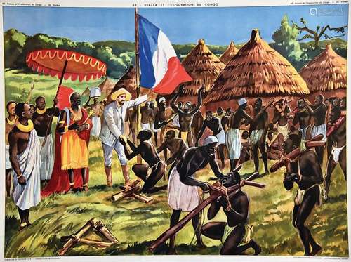 Brazza en Afrique Noire     Aff. Entoilée. / Vintage Poster ...