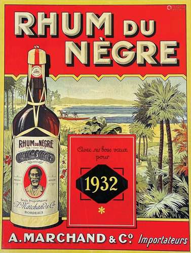 Rhum du Nègre A. Marchand & Cie Importateur      Affiche...