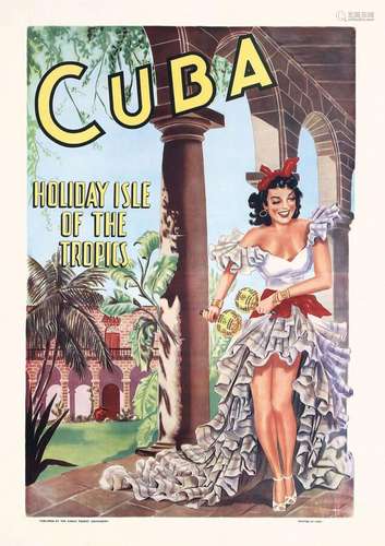 Cuba  Holiday Isle of the Tropics - Très Rare affiche avant ...