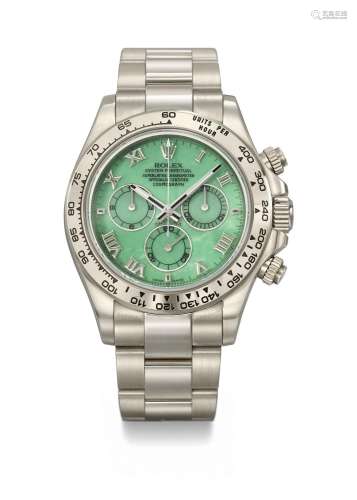 ROLEX. A RARE AND ATTRACTIVE 18K WHITE GOLD AUTOMATIC CHRONO...