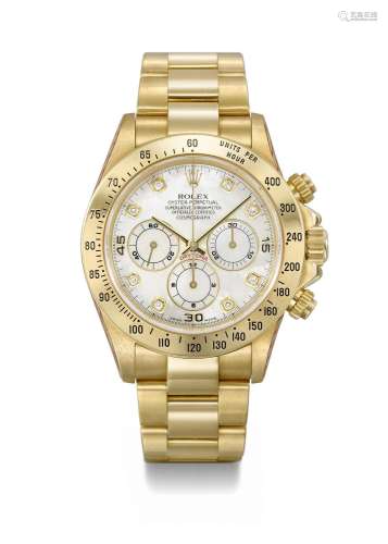 ROLEX. A RARE AND ATTRACTIVE 18K GOLD AND DIAMOND-SET AUTOMA...
