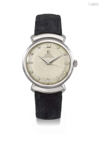 OMEGA. AN EXTREMELY RARE PLATINUM AUTOMATIC WRISTWATCH WITH ...
