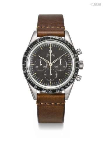 OMEGA. AN EXTREMELY RARE STAINLESS STEEL CHRONOGRAPH WRISWAT...