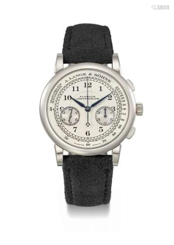 A. LANGE & SOHNE. AN ATTRACTIVE 18K WHITE GOLD FLYBACK C...