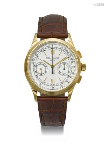 PATEK PHILIPPE. AN ATTRACTIVE 18K GOLD CHRONOGRAPH WRISTWATC...