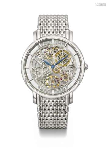 PATEK PHILIPPE. AN ATTRACTIVE 18K WHITE GOLD SKELETONIZED AU...