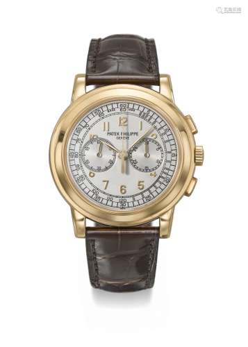 PATEK PHILIPPE. A LARGE AND RARE 18K PINK GOLD CHRONOGRAPH W...