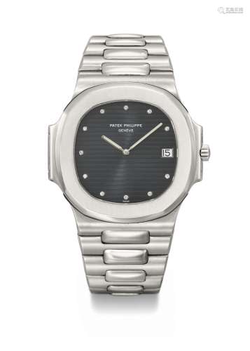 PATEK PHILIPPE. AN EXTREMELY RARE AND ATTRACTIVE STAINLESS S...
