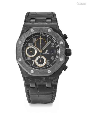 AUDEMARS PIGUET. A VERY RARE AND ATTRACTIVE CARBON AND CERAM...