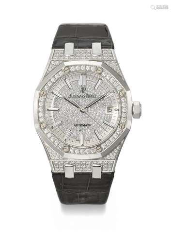 AUDEMARS PIGUET. A RARE AND ATTRACTIVE 18K WHITE GOLD AND DI...