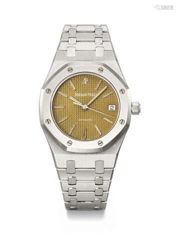 AUDEMARS PIGUET. A RARE AND HIGHLY ATTRACTIVE STAINLESS STEE...