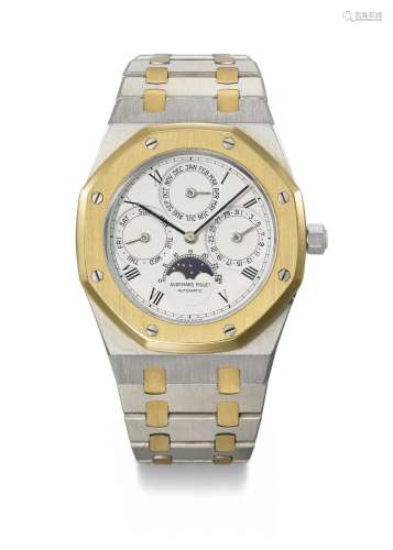 AUDEMARS PIGUET. AN EXTREMELY RARE STAINLESS STEEL AND 18K G...