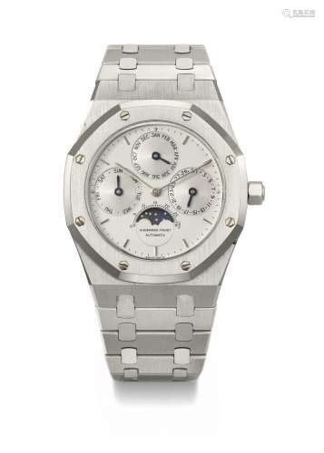 AUDEMARS PIGUET. AN EXTREMELY RARE STAINLESS STEEL AUTOMATIC...
