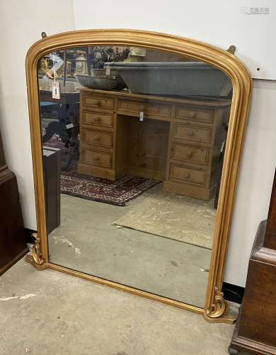 A Victorian giltwood overmantel mirror, width 110cm, height ...