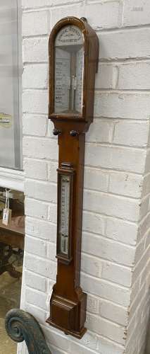 A Victorian oak cased Admiral Fitzroy’s stick barometer and ...