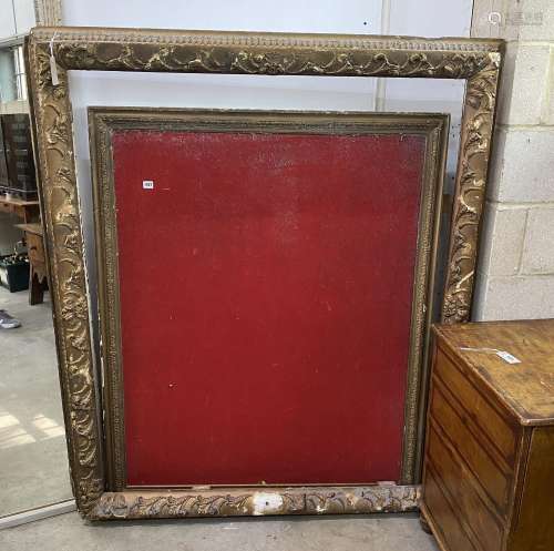 A 19th century giltwood and gesso rectangular frame with inn...