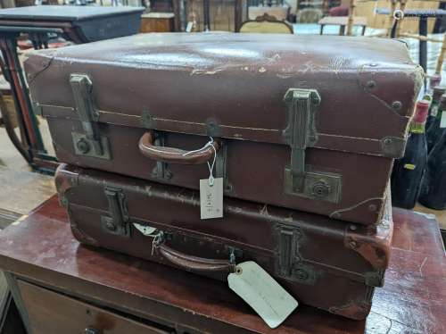 Two vintage suitcases, larger length 61cm, width 35cm, heigh...