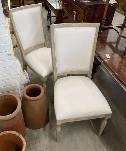 A pair of contemporary bleached oak “Riviera” upholstered hi...