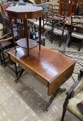 A Regency style banded mahogany sofa table together with an ...