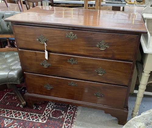A George III mahogany three drawer chest, width 98cm, depth ...