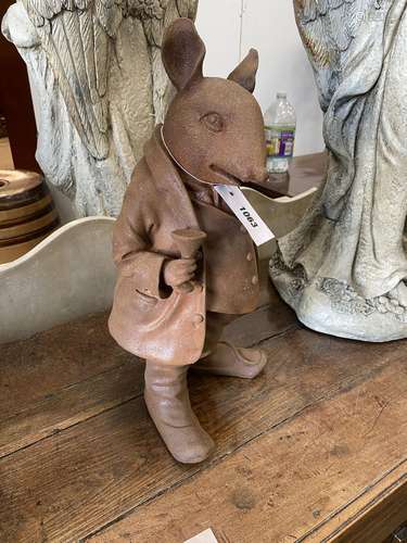 A cast iron Mr Ratty garden ornament, height 40cm