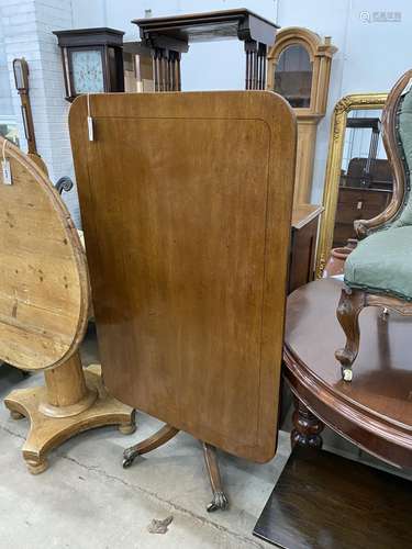 A Regency rectangular mahogany tilt top dining table, length...