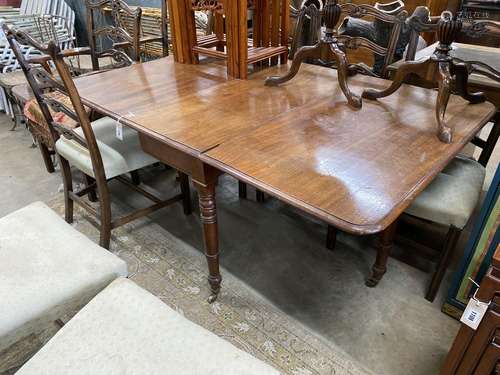 A Regency rectangular mahogany drop leaf dining table, 160cm...