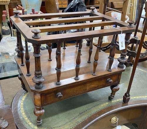 A Victorian walnut Canterbury, width 58cm, depth 52cm, heigh...