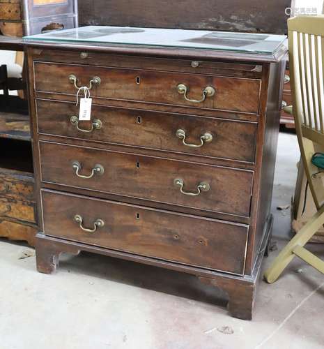 A small George III mahogany chest of three graduating long d...