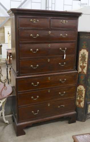 A George III mahogany chest on chest, width 105cm, depth 50c...