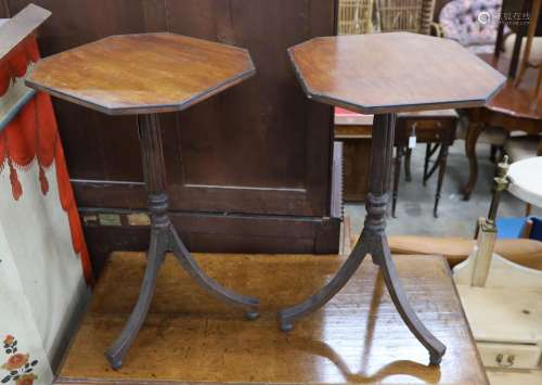 A pair of Regency style octagonal tripod wine tables, width ...