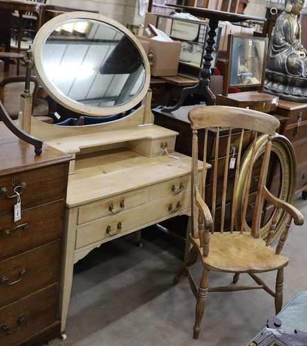 An Edwardian pine dressing table, width 106cm, depth 51cm, h...