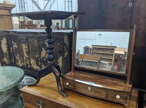 A Regency mahogany bow fronted toilet mirror, width 57cm, he...