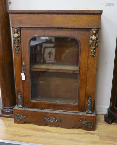 A Victorian gilt metal mounted walnut pier cabinet, width 80...