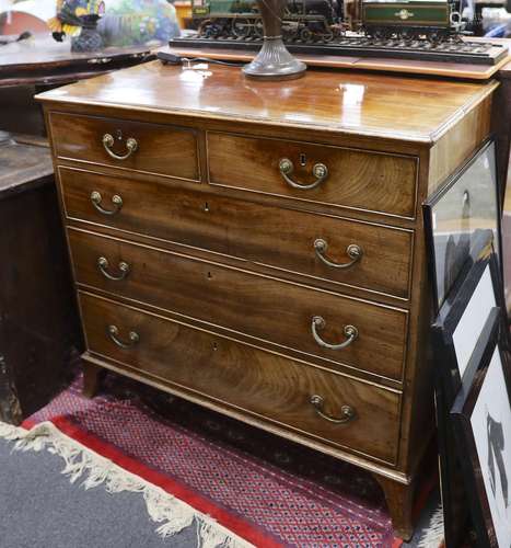 A George III mahogany chest, fitted two short and three long...