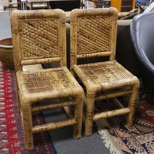 A pair of Chinese bamboo side chairs, width 45cm, depth 48cm...
