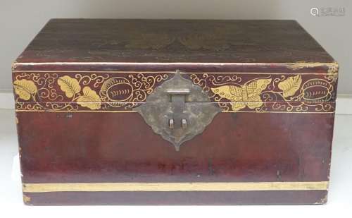 A Chinese gilt lacquered box - 25cm high