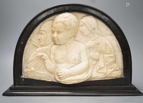 A 19th century carved marble relief of Christ, Dante and Bea...