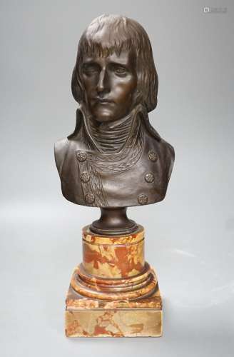 After Canova, a 19th century bust of Napoleon on a marble pl...