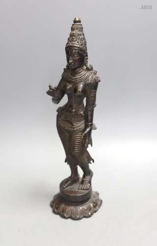 An Indian bronze figure of Parvati, 27.5cm tall