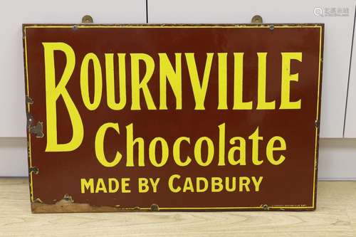 A vintage Bournville Chocolate made by Cadbury enamel sign