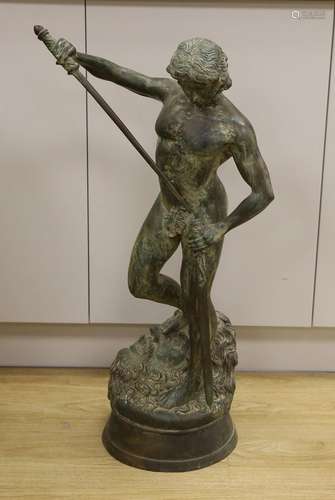 A large Italian bronze figure of David and the head of Golia...