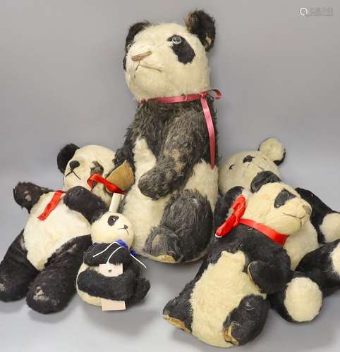 Large Merrythought Panda 1930s, Some Hairloss With Small Mer...