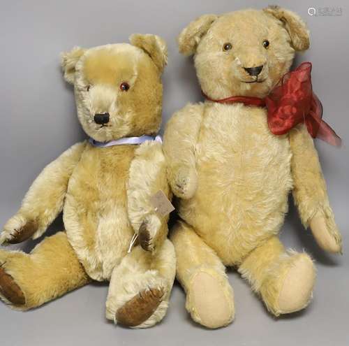 English bear 1950s 63cm And A Chiltern Hugmee 1950s 53cm.