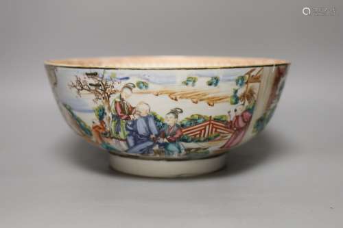 An 18th century Chinese export famille rose punch bowl (with...